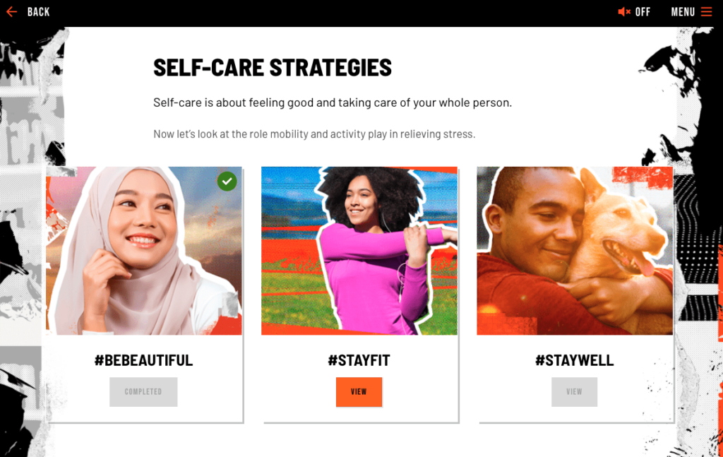 screenshot of self-care strategy lesson