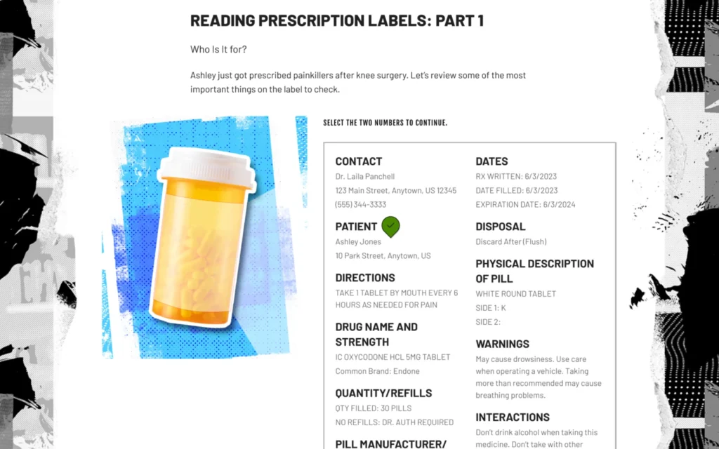 screenshot of how to read prescription labels