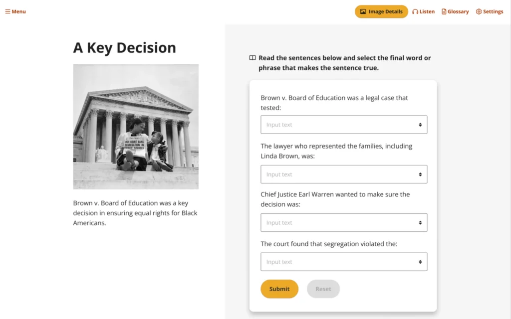 interactive learning of the civil rights movement