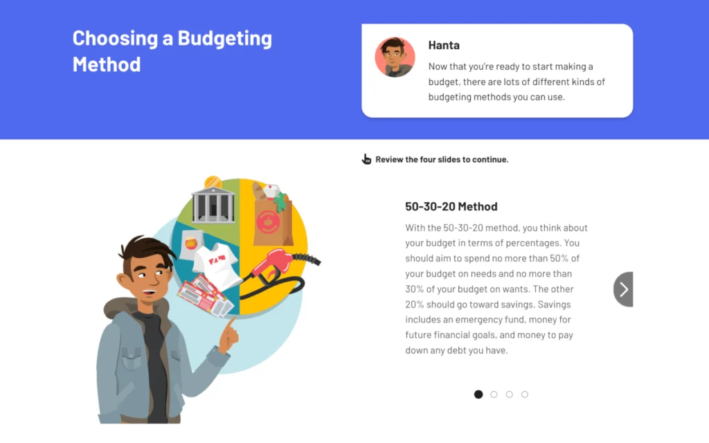 lesson on the 50-30-20 budgeting method